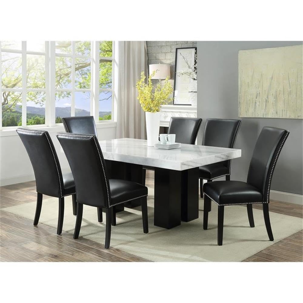 Steve Silver Camila Marble Top Rectangular 7 Piece Dining Set - Thumbnail 3
