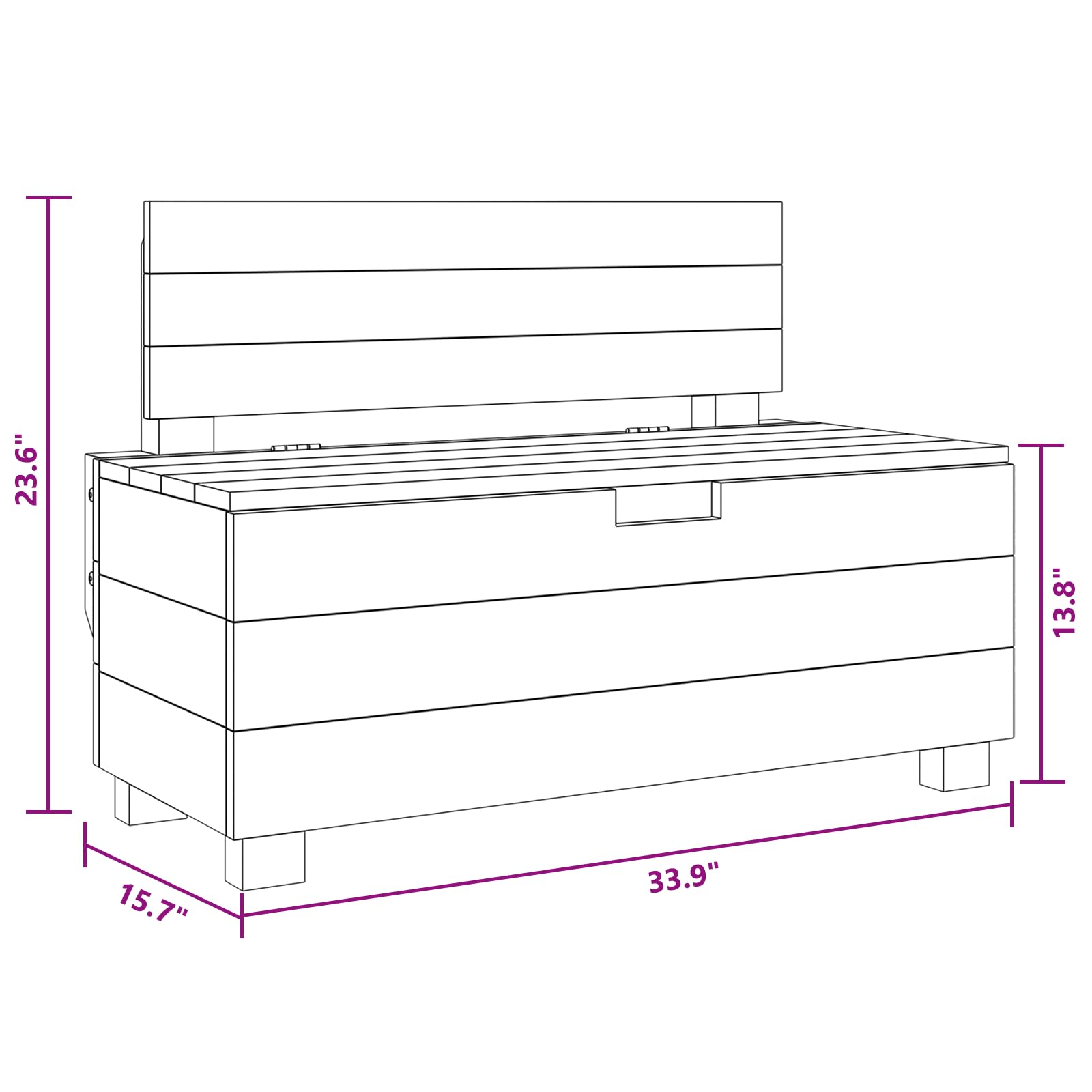 vidaXL Bench Solid Reclaimed Wood 33.9&quot;x15.7&quot;x23.6&quot;