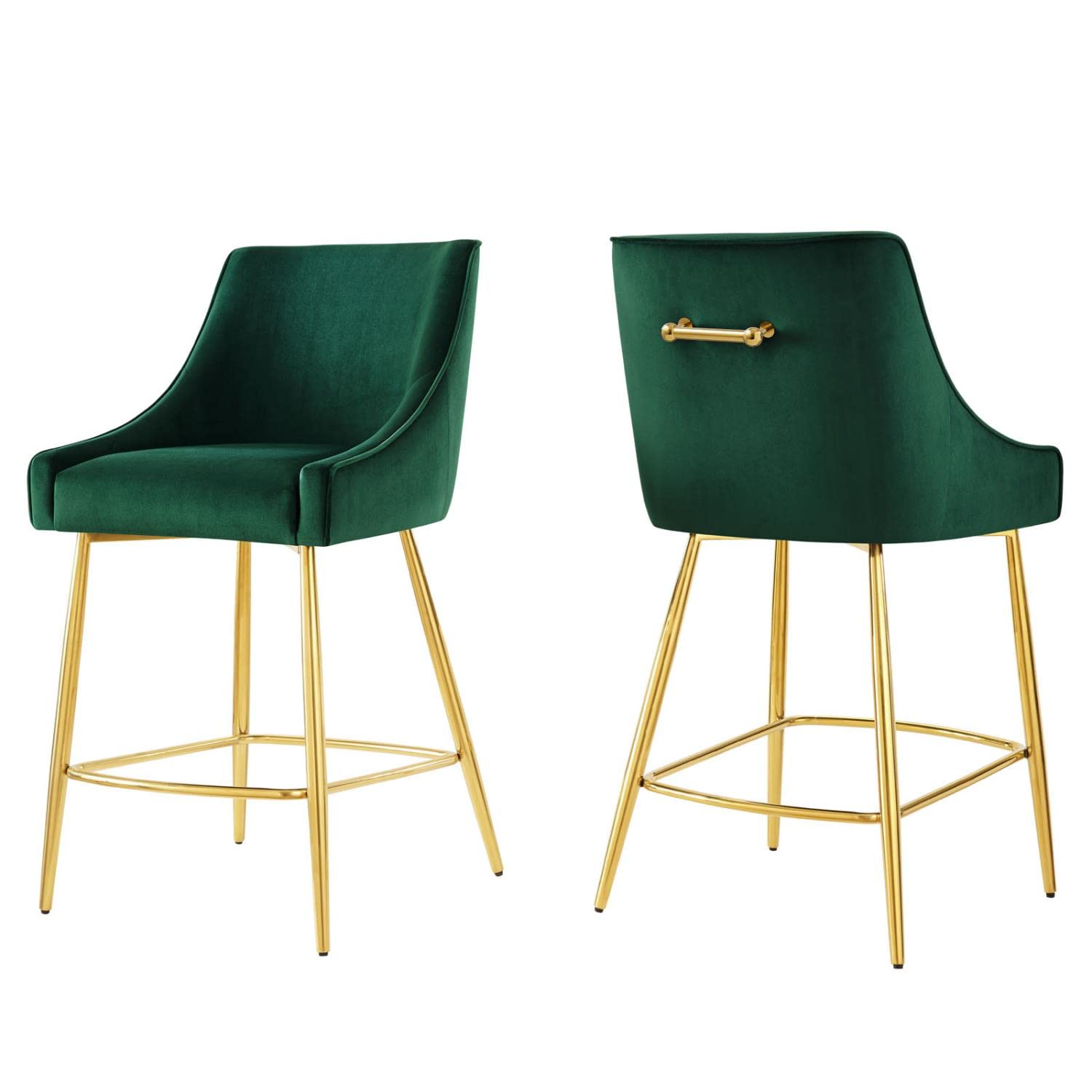 Modway Discern 2 Counter Stools, Pack of 2, Green