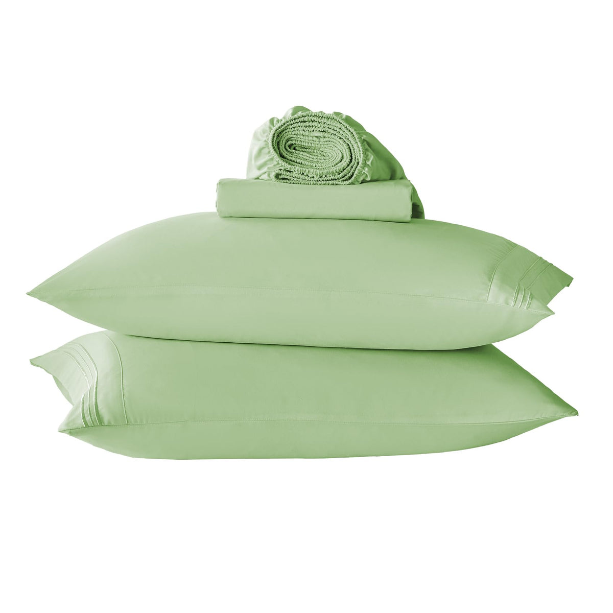 Sage Green Twin Size Sheets Set-3 Piece Microfiber Bedsheets-Deep Pocket Fitted Sheet & Pillowcase Sets-Soft Cooling Single Bed