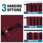 H.Versailtex Blackout Curtains Thermal Insulated Window Treatment Panels Room Darkening Blackout Drapes For Living Room Back Tab/Rod Pocket Bedroom Draperies (2 Panels, Bronze Green, 42 X 84 Inch)