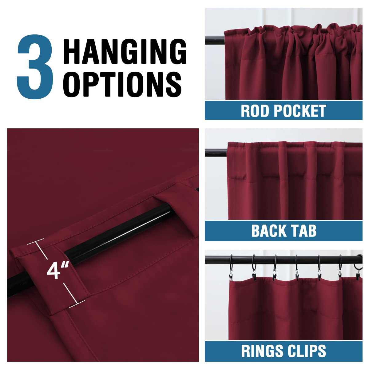 H.Versailtex Blackout Curtains Thermal Insulated Window Treatment Panels Room Darkening Blackout Drapes For Living Room Back Tab/Rod Pocket Bedroom Draperies (2 Panels, Bronze Green, 42 X 84 Inch)