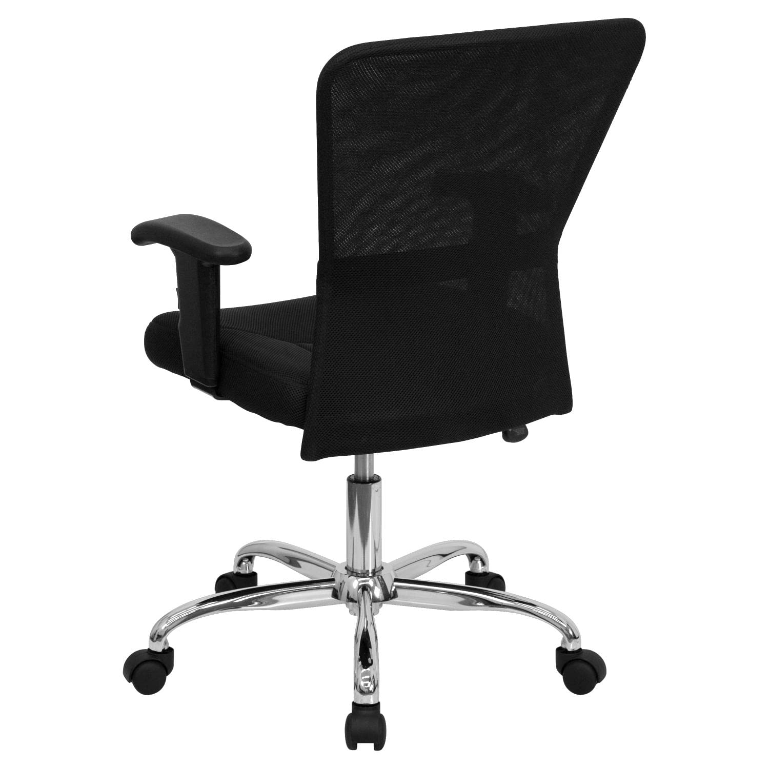 Flash Furniture Mid-Back Black Mesh Contemporary Swivel Task Chair with Chrome Base and Height Adjustable Arms