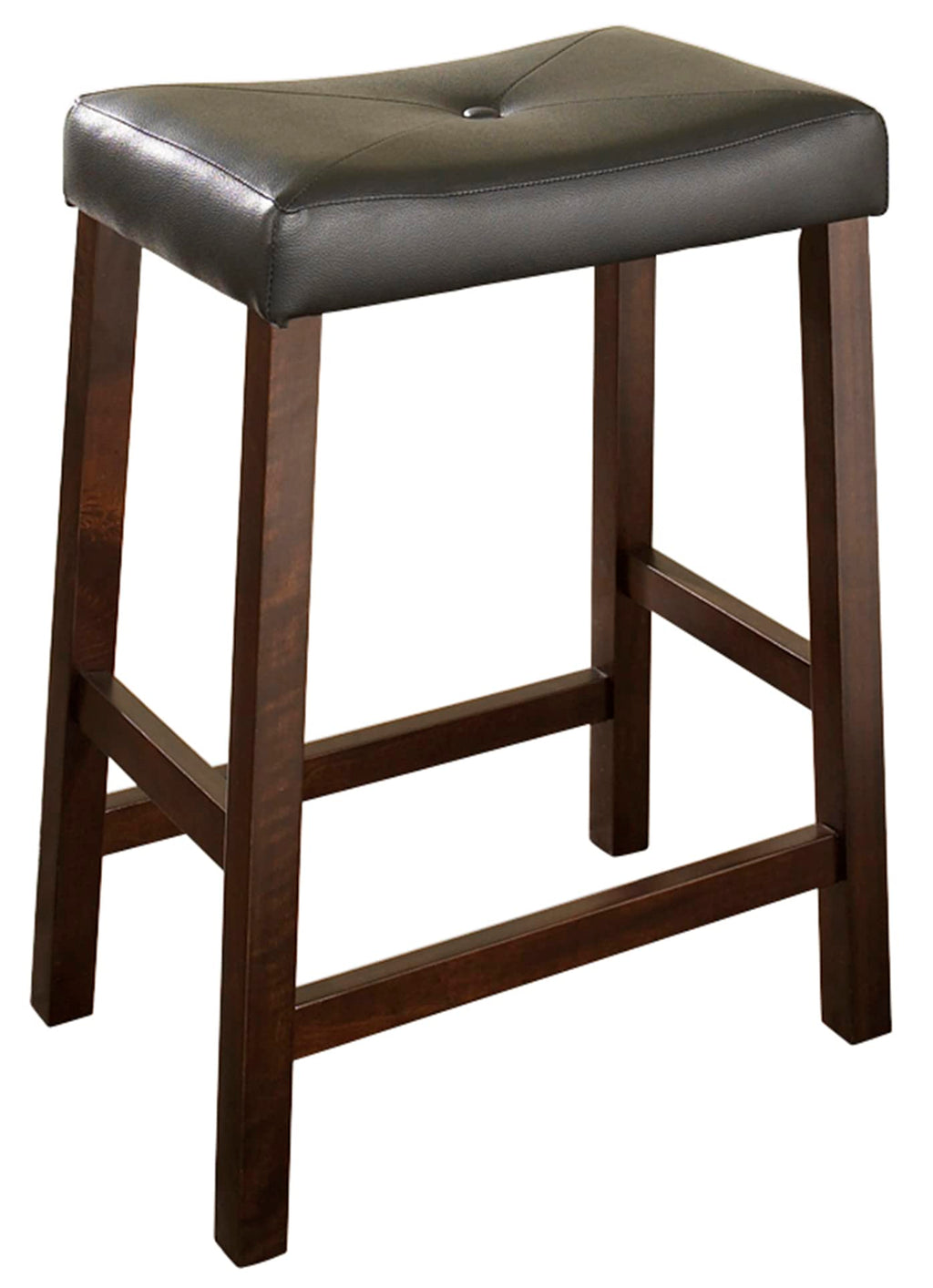Crosley Furniture Upholstered Saddle Seat 24 Inch Barstool In Vintage Mahogany (Set Of 2)