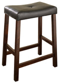 Crosley Furniture Upholstered Saddle Seat 24 Inch Barstool In Vintage Mahogany (Set Of 2)