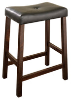 Crosley Furniture Upholstered Saddle Seat 24 Inch Barstool In Vintage Mahogany (Set Of 2)