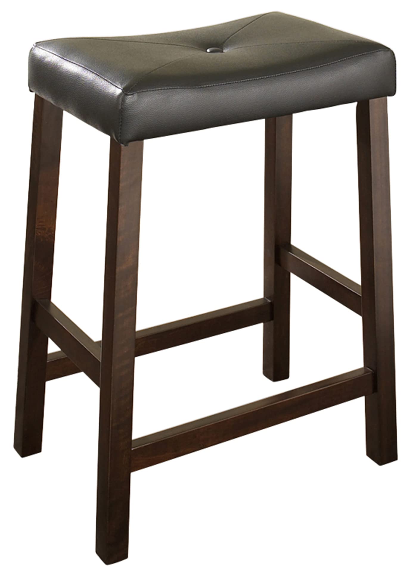 Crosley Furniture Upholstered Saddle Seat 24 Inch Barstool In Vintage Mahogany (Set Of 2)