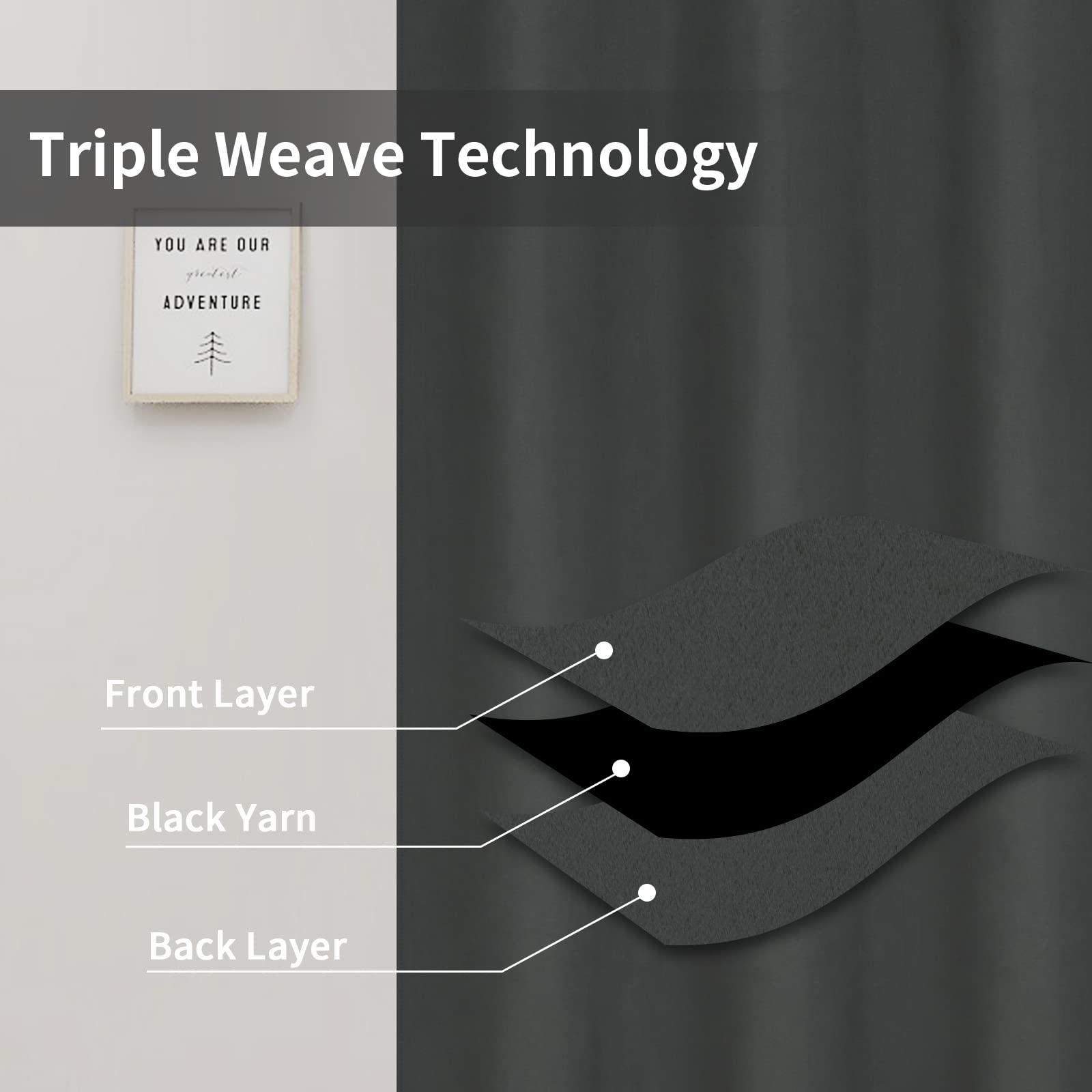 Easy-Going Blackout Curtains For Bedroom, Solid Thermal Insulated Grommet And Noise Reduction Window Drapes, Room Darkening Curtains For Living Room, 2 Panels(46X84 In, Dark Gray)