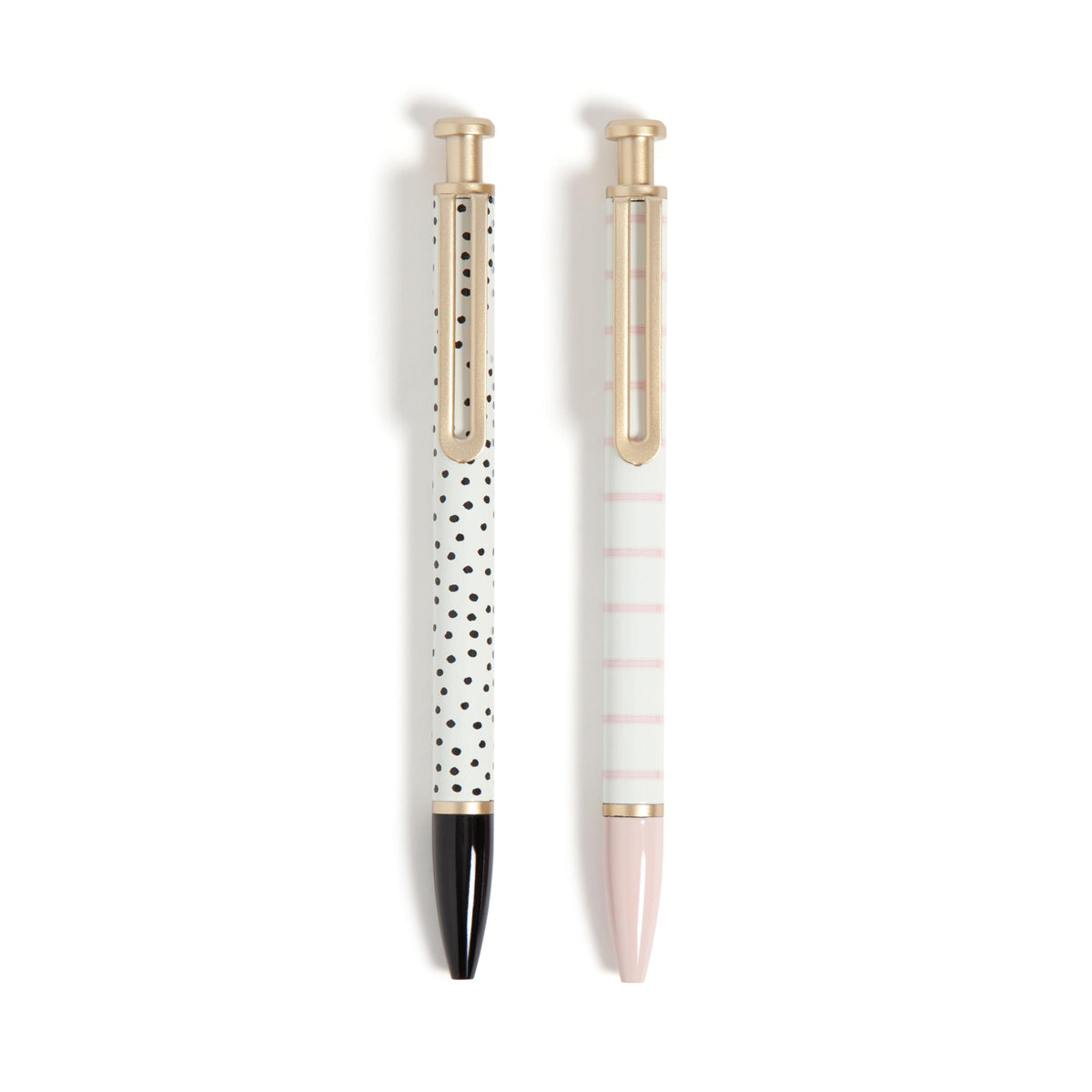 U Brands Monterey Ballpoint Pens, Set Of 2, Stripes And Dots With Gold Details, Bold (1.0 Mm) Point, Black Ink
