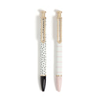 U Brands Monterey Ballpoint Pens, Set Of 2, Stripes And Dots With Gold Details, Bold (1.0 Mm) Point, Black Ink