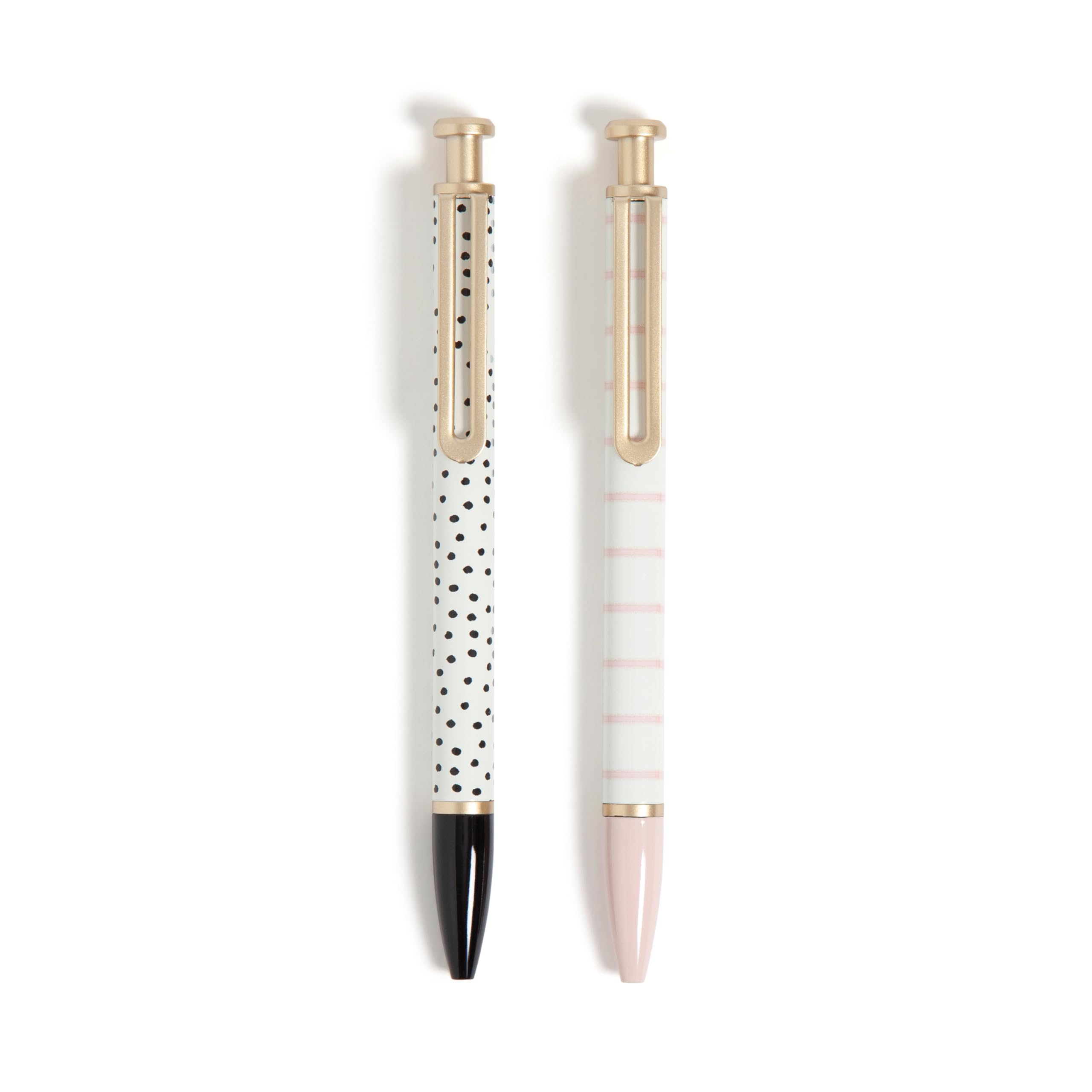 U Brands Monterey Ballpoint Pens, Set Of 2, Stripes And Dots With Gold Details, Bold (1.0 Mm) Point, Black Ink