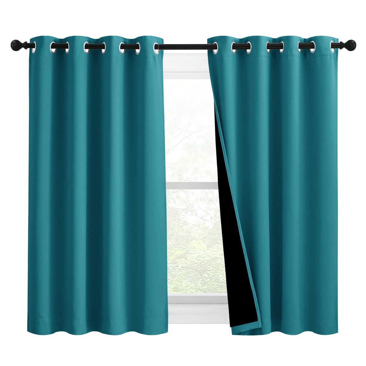 Nicetown 100% Blackout Curtains 54 Inches Long, Double-Deck Completely Blackout Window Treatment Thermal Insulated Lined Drapes