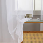 Sheer White Curtains, Sheer Curtains 63 Inch Length 2 Panels Set, Rod Pocket Voile Fimly Sheer Drapes For Living Room/Bedroom, L