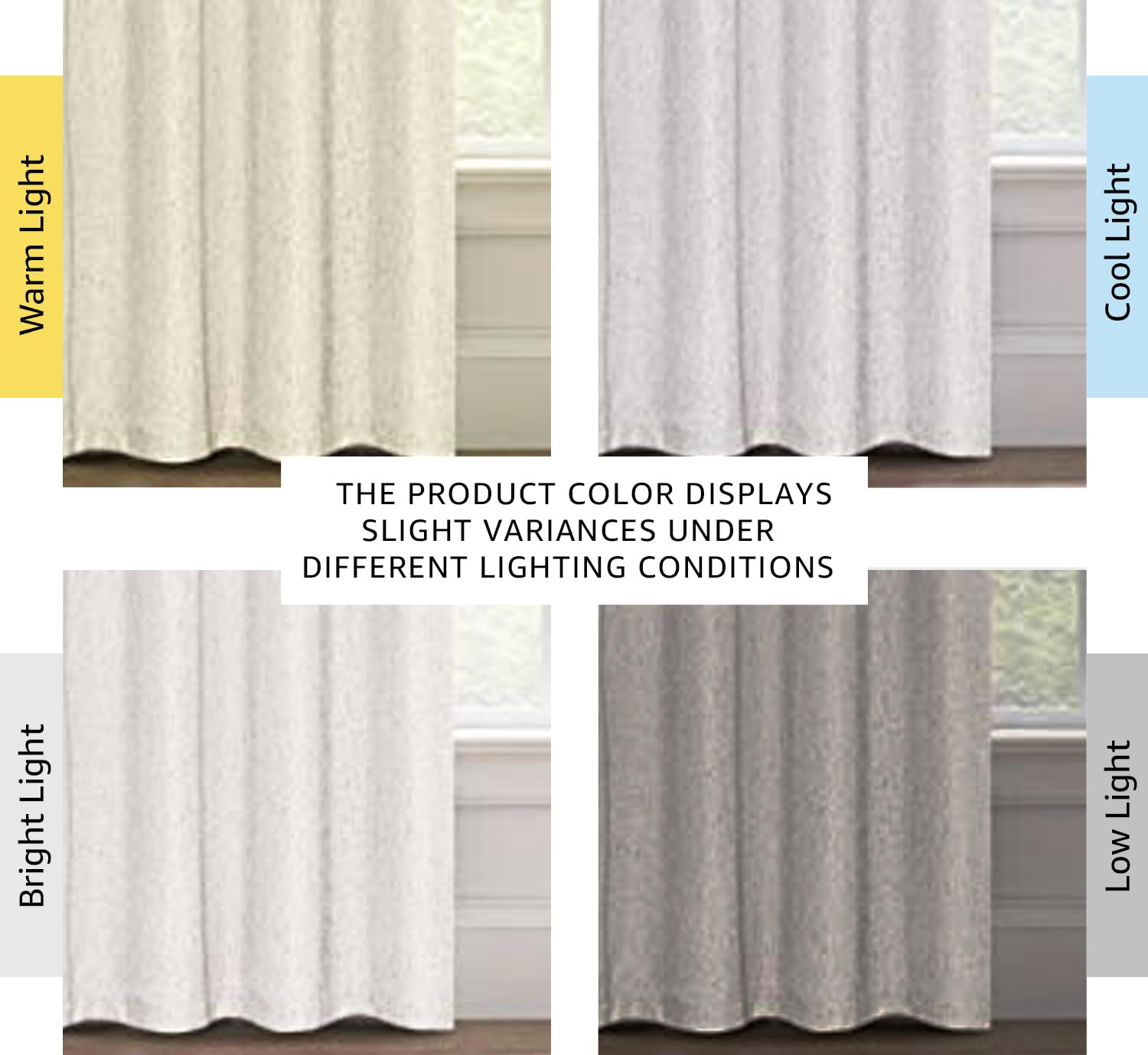 H.Versailtex 100% Blackout Curtains Ivory, Linen Blackout Curtains 96 Inch Curtains 2 Panel Set, Elegant Curtains For Bedroom Gr