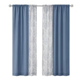 Sunclipse 4Piece Rod Pocket Damask & Solid Curtain Panel Set,27.5x63, Light Filtering Window Curtains, Ideal for Bedroom, Liv