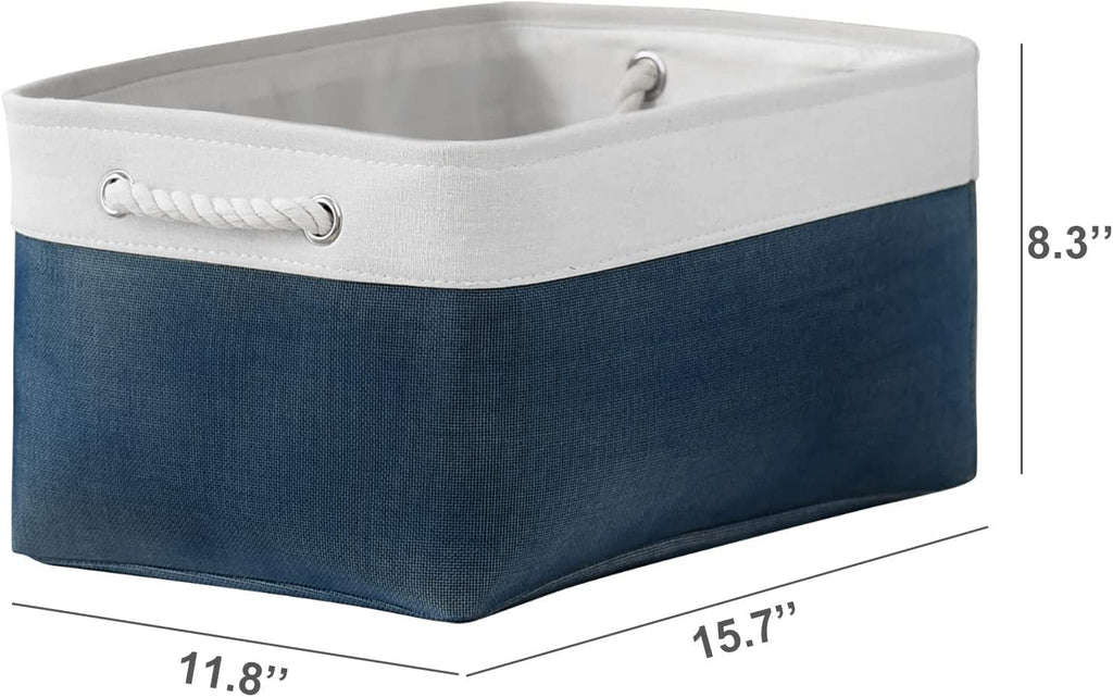 Thewarmhome Collapsible Storage Bin For Shelves - Large 3 Pack 16X12X8 Inch Storage Basket For Organizing With Handles, Canves S