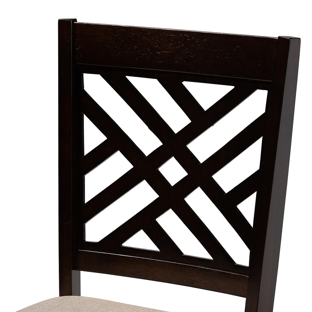 Baxton Studio Caron Contemporary Fabric Dining Chair, Sand Brown and Espresso, 4/Pack (153-4P-9401-HiT)