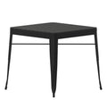 31.5 Black Steel Patio Dining Table for 4 with Black Poly Resin Slatted Top