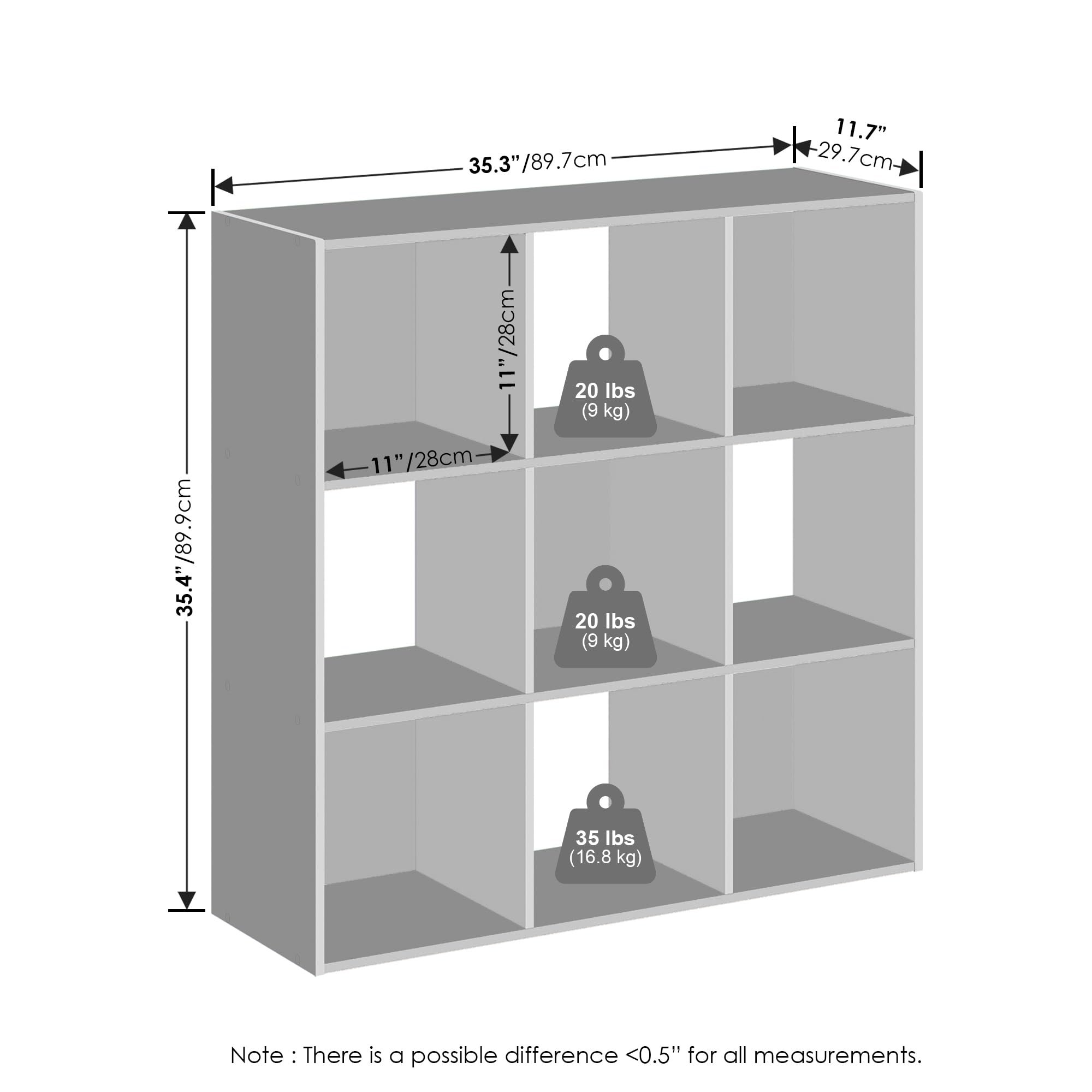 Furinno Pelli Cubic Storage Cabinet, Bookcase, Bookshelf, 9-Cube, Espresso