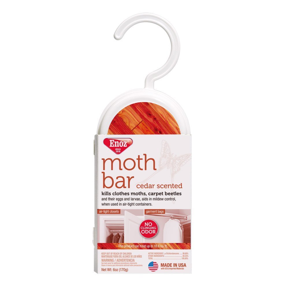 Enoz Cedar Scented Moth Cakes, Kills Clothes Moths and Carpet Beetles, No Clinging Odor, Cedar Scented, 6 Oz Hanger, 6 Pack