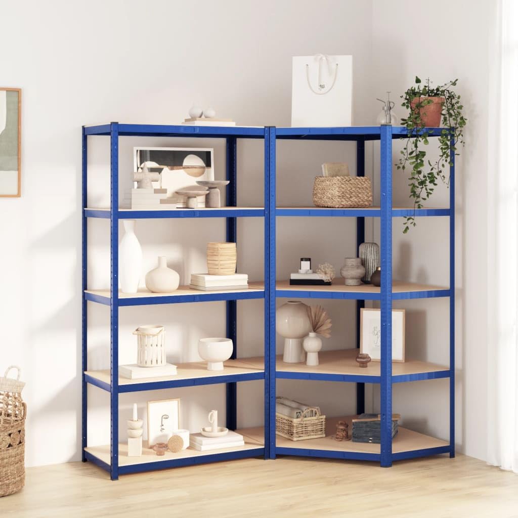 Vidaxl 5-Layer Storage Shelves - High-Capacity, Durable, Steel & Engineered Wood Racks, Ideal For Residential And Commercial Use - Modern Design, Blue
