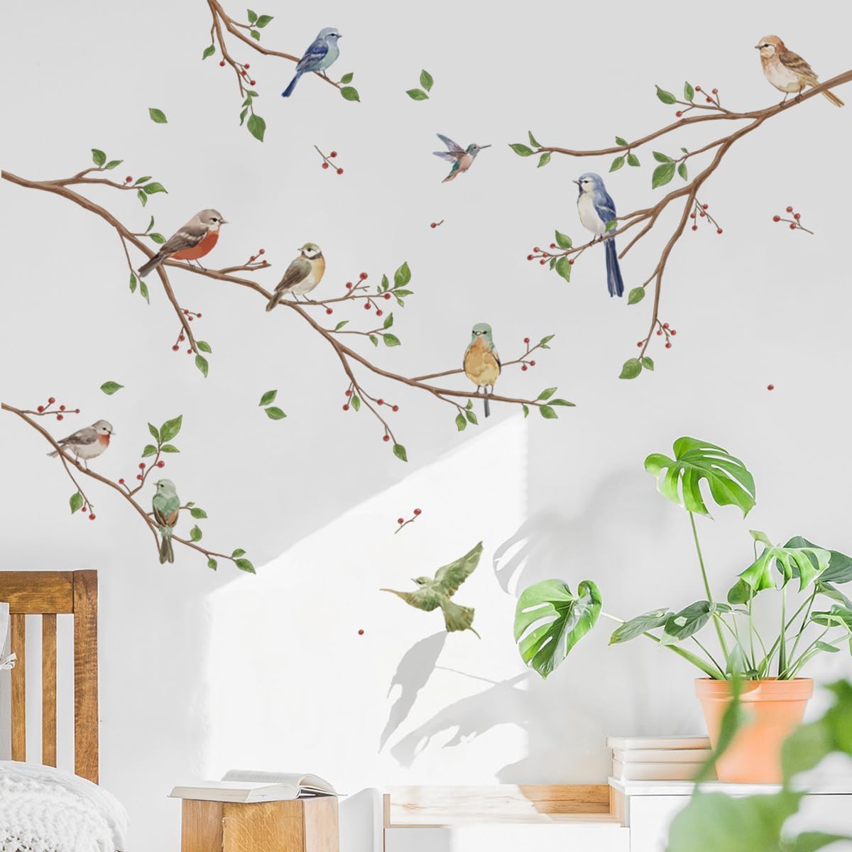 Birds On Branches Wall Decal Sticker, Nature Theme