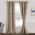 Jiuzhen Taupe Velvet Curtains 96 Inches Blackout Curtains For Living Room - Privacy Protect Room Darkening Grommet Thick Velvet