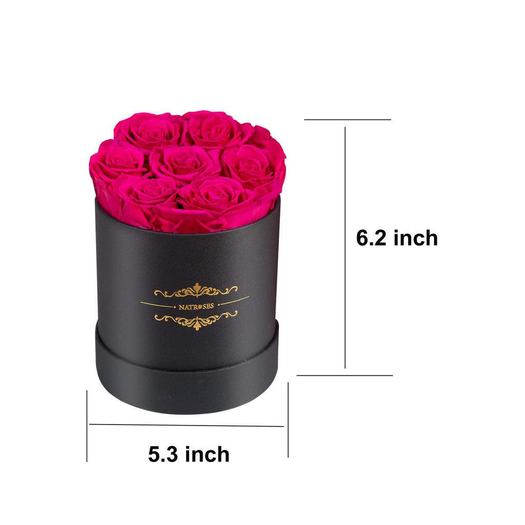 NATROSES Preserved Roses Round Box Hot Pink
