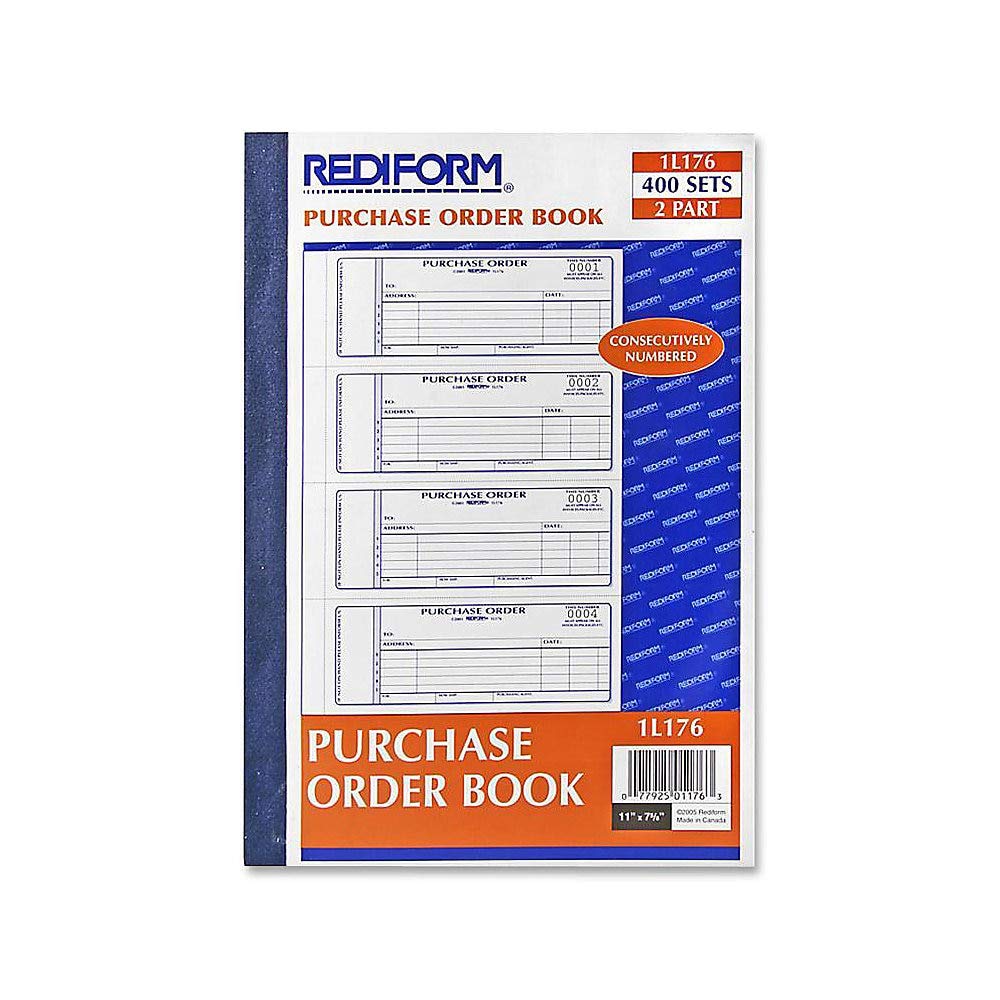 Rediform 1L176 Purchase Order Book 7 X 2 3/4 Two-Part Carbonless 400 Sets/Book