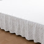 Tufted Bed Skirt Twin Size,Ruffled Bed Skirt With Split Corners, Twin Bed Skirt 12 Inch Drop, Boho Twin Size Bed Skirt White For