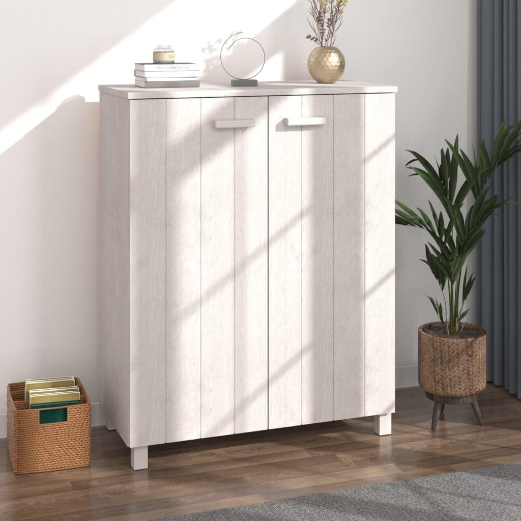 vidaXL HAMAR White Shoe Cabinet - Elegant Solid Pinewood and MDF Construction, Spacious Storage Solutions, Ideal for Organizing Shoes in Indoor Spaces