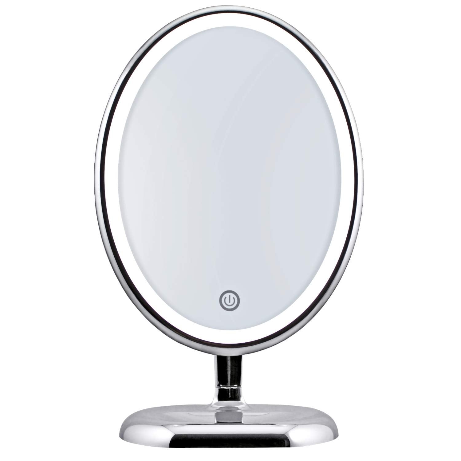 Oval Personal Makeup Mirror with Lights - Magnifying Mirror Light for Table Top - Led Make Up Mirror - 360 Degree Travel Swivel 