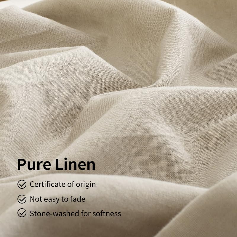 Tumei Linen Sheets Queen Size-100% Linen Bed Sheets Set Queen Size, 4Pcs Washed French Flax Linen Sheets Set With Durable Deep P