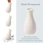 Unbreakable Vase For Flowers, Ceramic Look Plastic Vase For Home Decor, Living Room, Table (Seashell White)