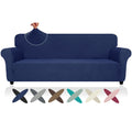 Znsayotx Oversized Super Stretch Couch Cover (91'-110'), New Striped Sofa Covers Comfortable & Durable, Dog Cat Pets Friendly Extra Large Spandex Sofa Slipcovers (Navy Blue, Xl Sofa)