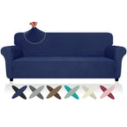 Znsayotx Oversized Super Stretch Couch Cover (91'-110'), New Striped Sofa Covers Comfortable & Durable, Dog Cat Pets Friendly Extra Large Spandex Sofa Slipcovers (Navy Blue, Xl Sofa)