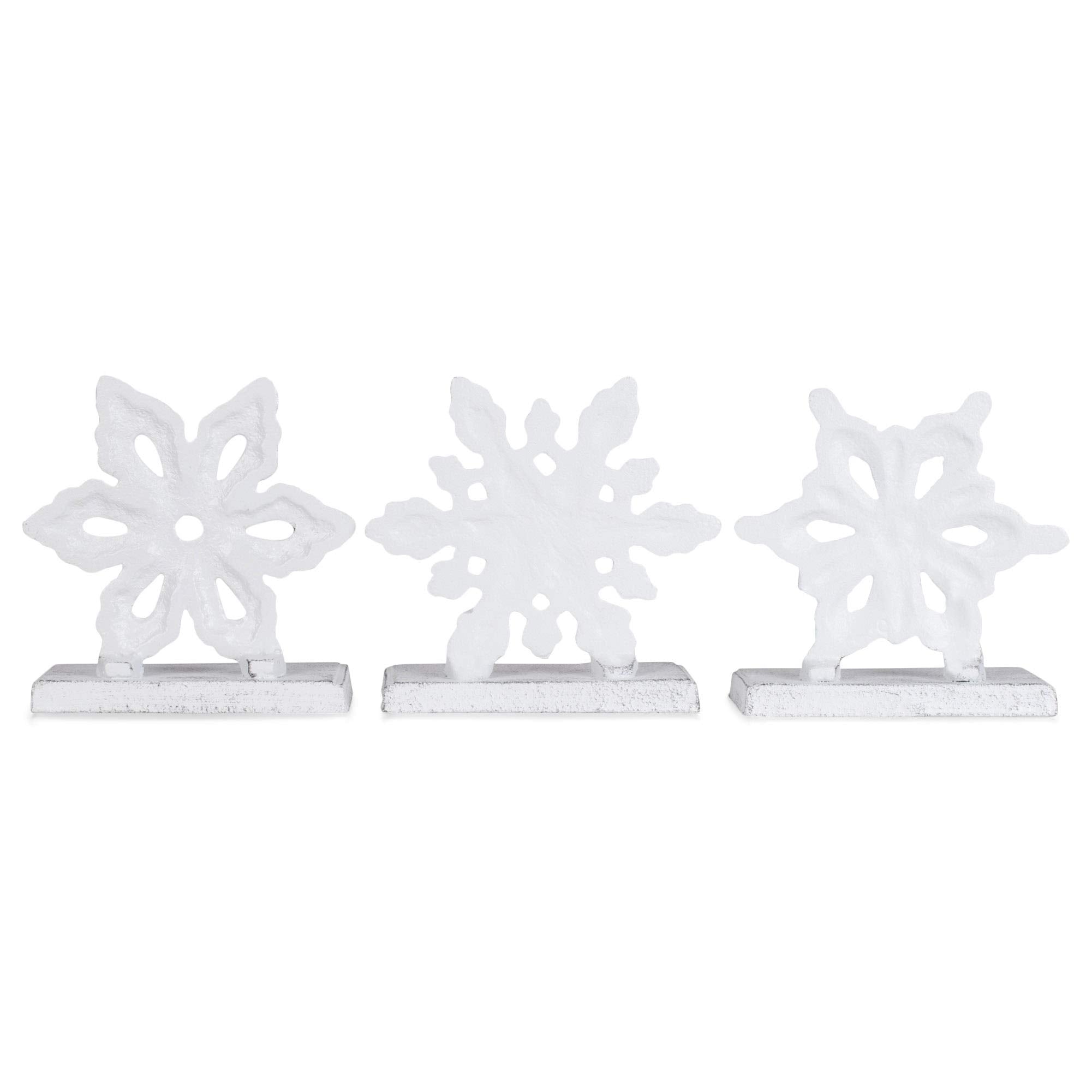 Snowflake Rustic White 6 X 5 Iron Metal Christmas Stocking Hangers Set Of 3