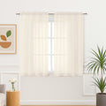 Aiyufeng Cream Sheer Curtains 45 Inch Length 2 Panels Set for Living Room, Light Filtering Green Window Sheers Drapes for Bedroo