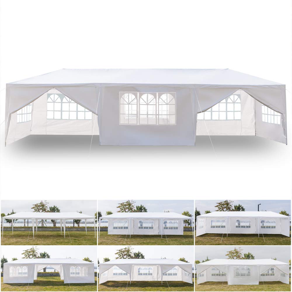 Seelee Gazebo Canopy Tent With 8 Removable Sidewalls And 2 Doors Waterproof, 10X30Ft Outdoor Patio Wedding Party Beach Shade Bbq