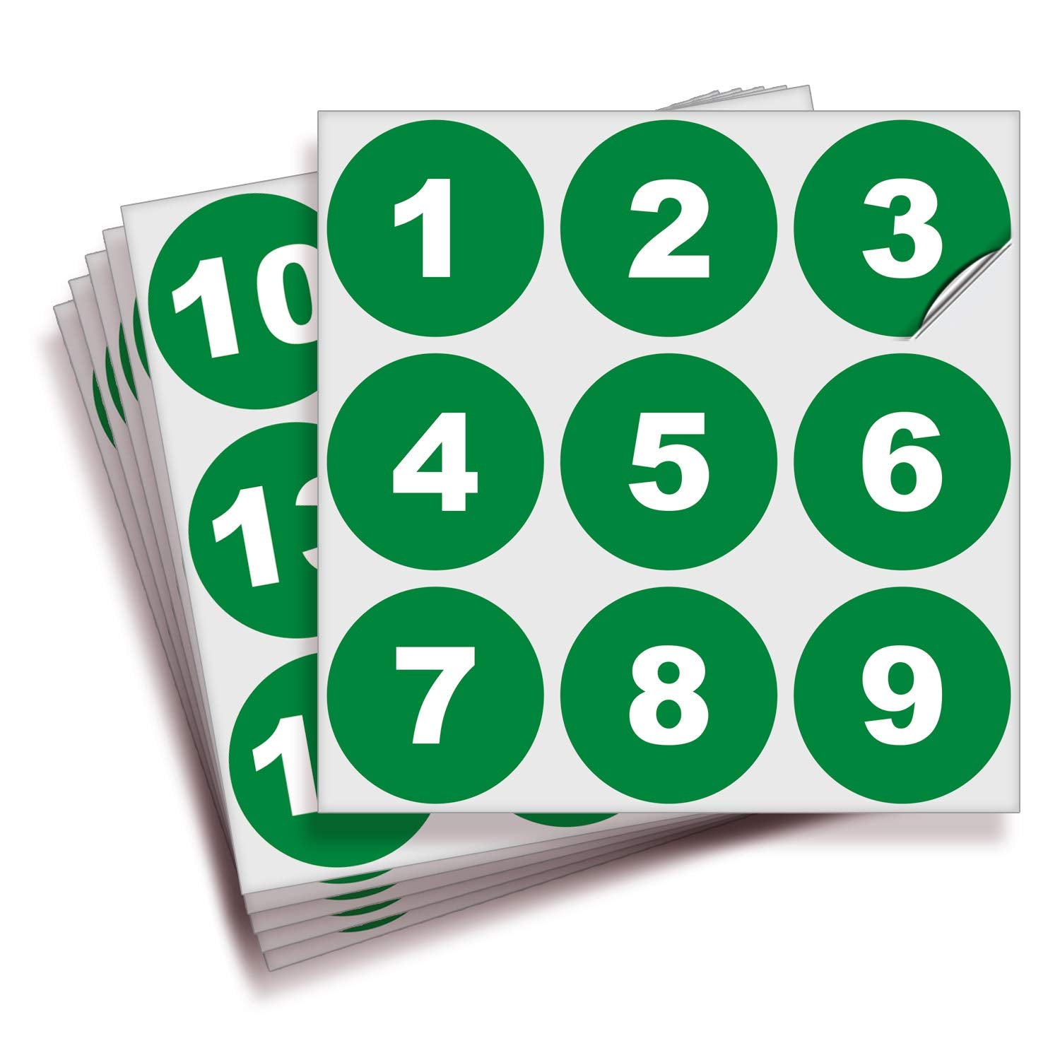 Isyfix Green Consecutive Number Stickers - 1 To 50, 2-Inch, 1 Set - Vinyl Self Adhesive Premium Decal, Ideal For Inventory, Stor