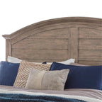 American Woodcrafters Meadowbrook Beige Antique Sand Wood King Arched Farmhouse Panel Headboard