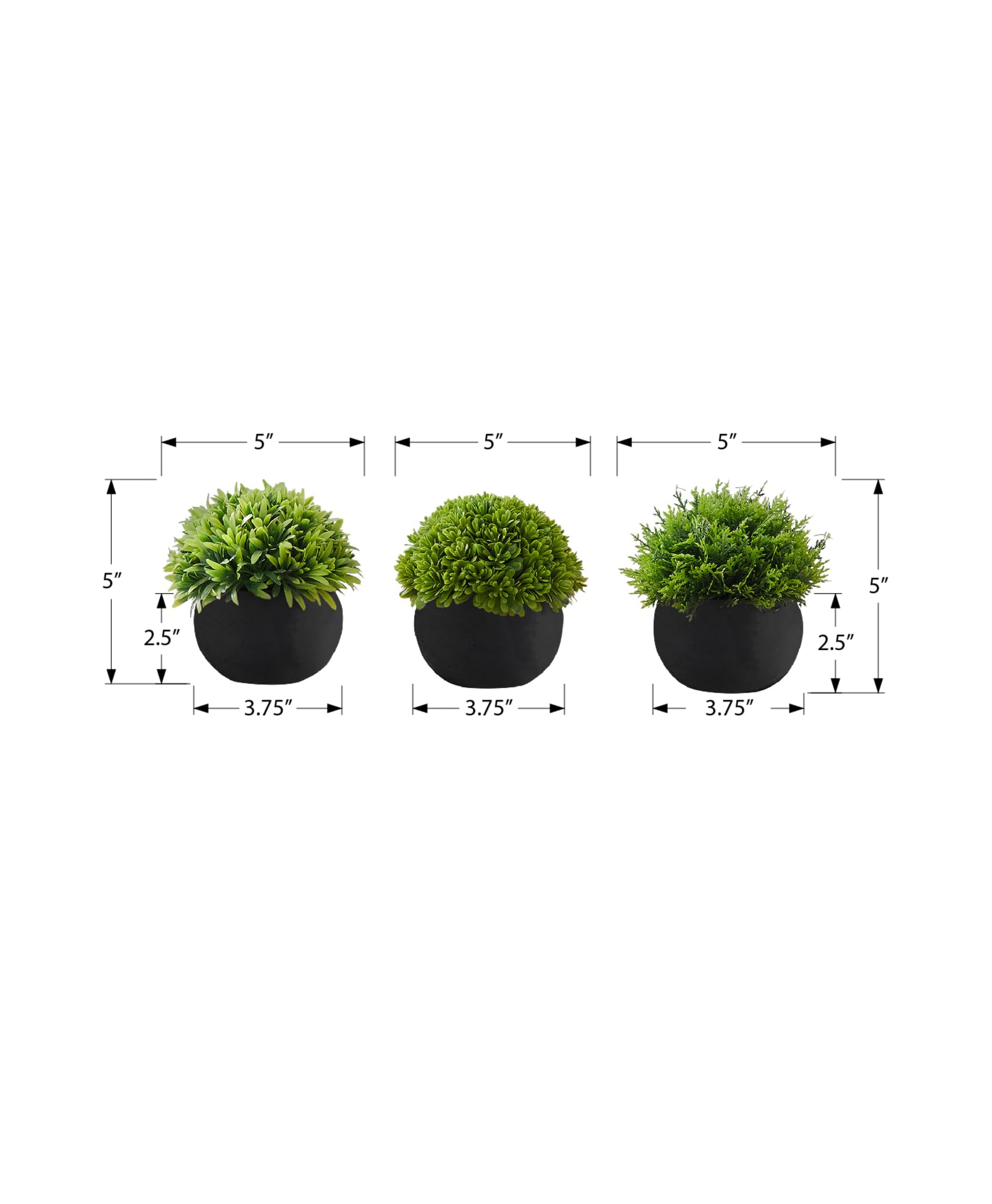 Monarch Specialties I 9552 Artificial Plant, 5' Tall, Grass, Indoor, Set of 3, Decorative, Green Plants, Black Pots
