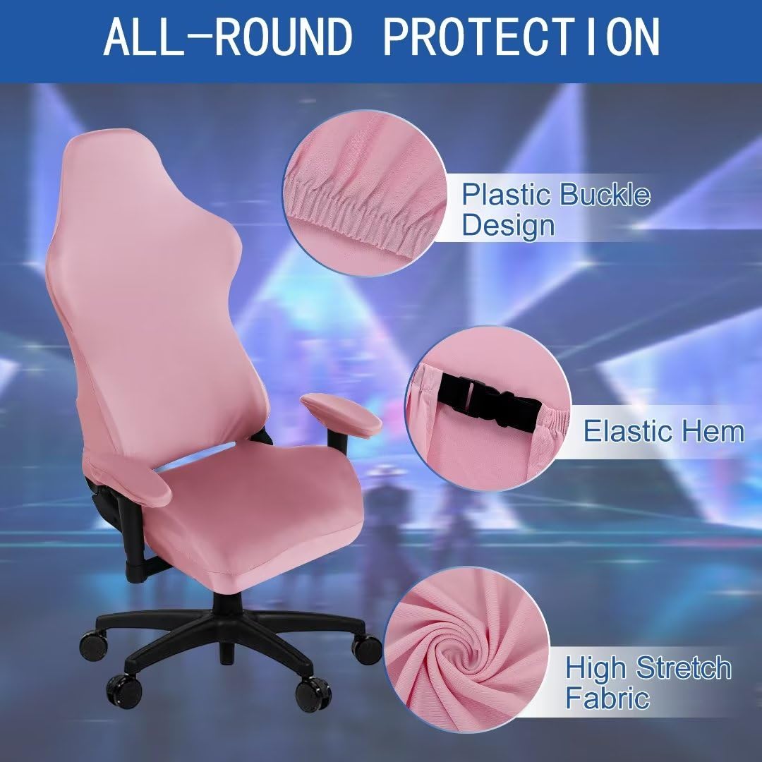 Saraflora 2 Pack Gaming Chair Cover, Stretchable Computer Chair Cover Removable Office Chair Cover For Armchair, Swivel Chair, Gaming Chair, Computer Boss Chair, Spandex Chair Slipcovers, Pink