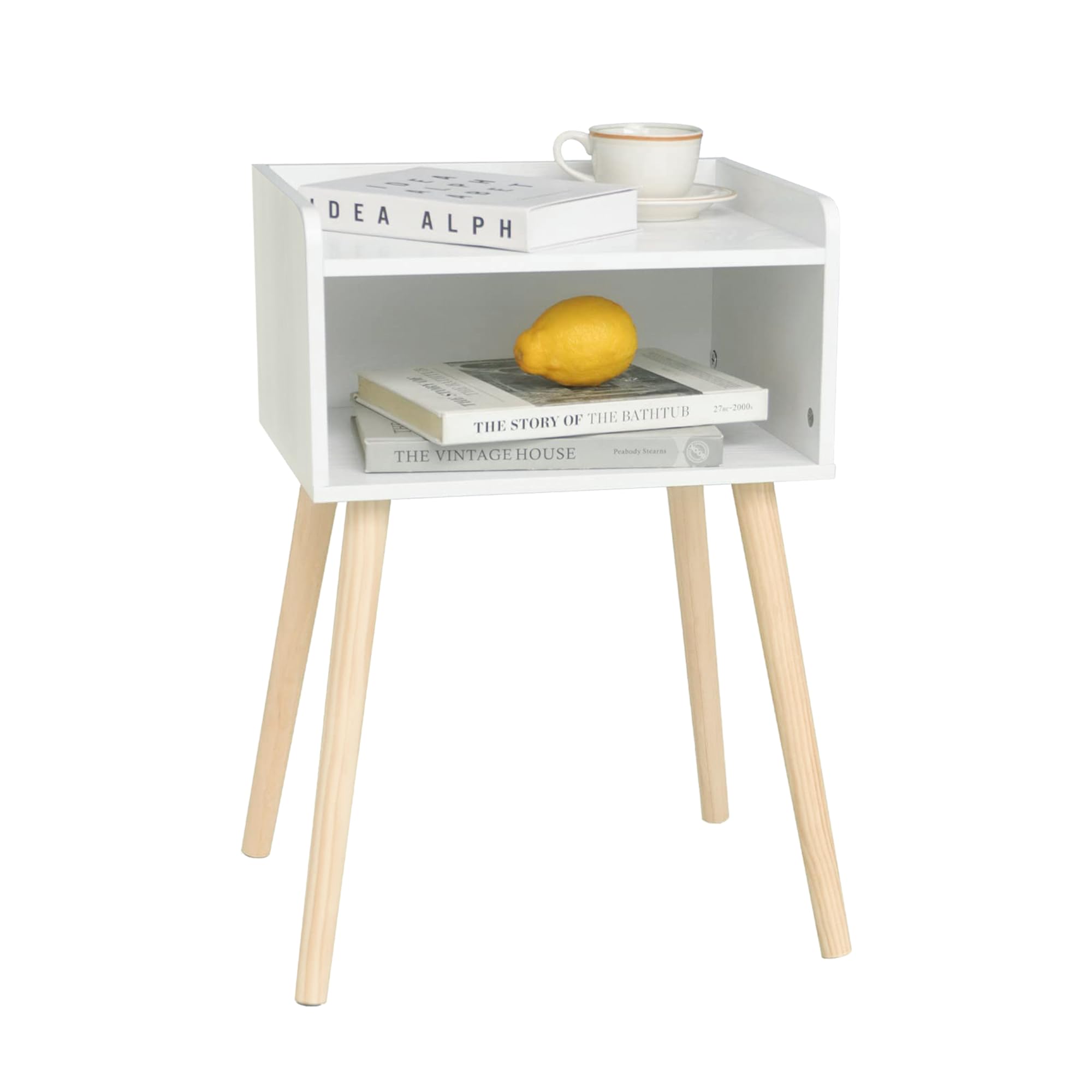 Maxsmeo White Nightstand, Small Bed Side Table For Small Spaces,Mid Ce ...