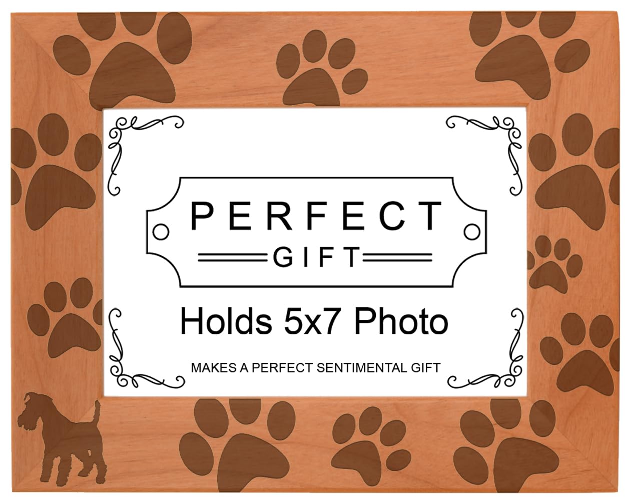 Gifts For All By Rachel Olevia Dog Lover Gift Miniature Schnauzer Paw Print Natural Wood Engraved 5x7 Landscape Picture Frame Wo