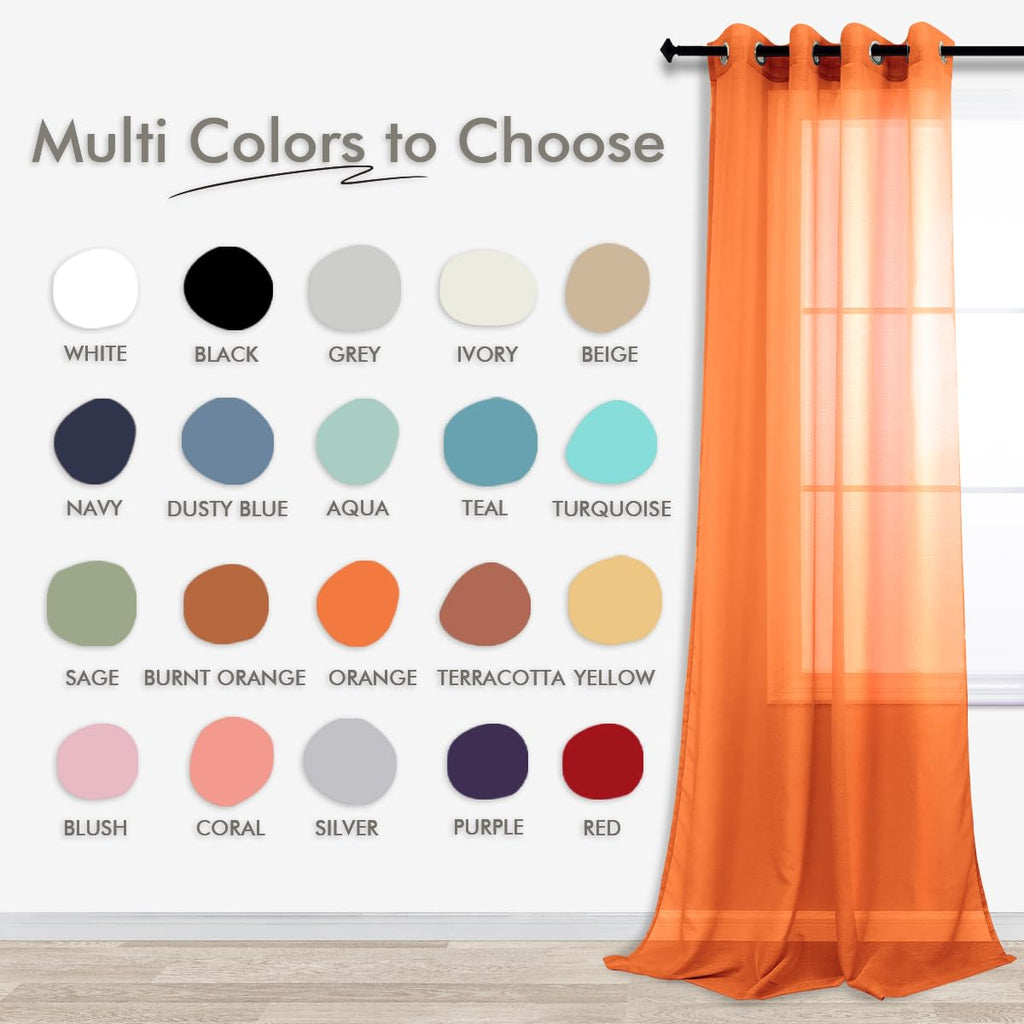 Koufall Halloween Curtains For Living Room,Bright Pumpkin Orange Color Sheer Fall Curtains For Bedroom Dining Room 84 Inches Lon