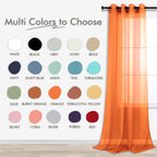 Koufall Halloween Curtains For Living Room,Bright Pumpkin Orange Color Sheer Fall Curtains For Bedroom Dining Room 84 Inches Lon