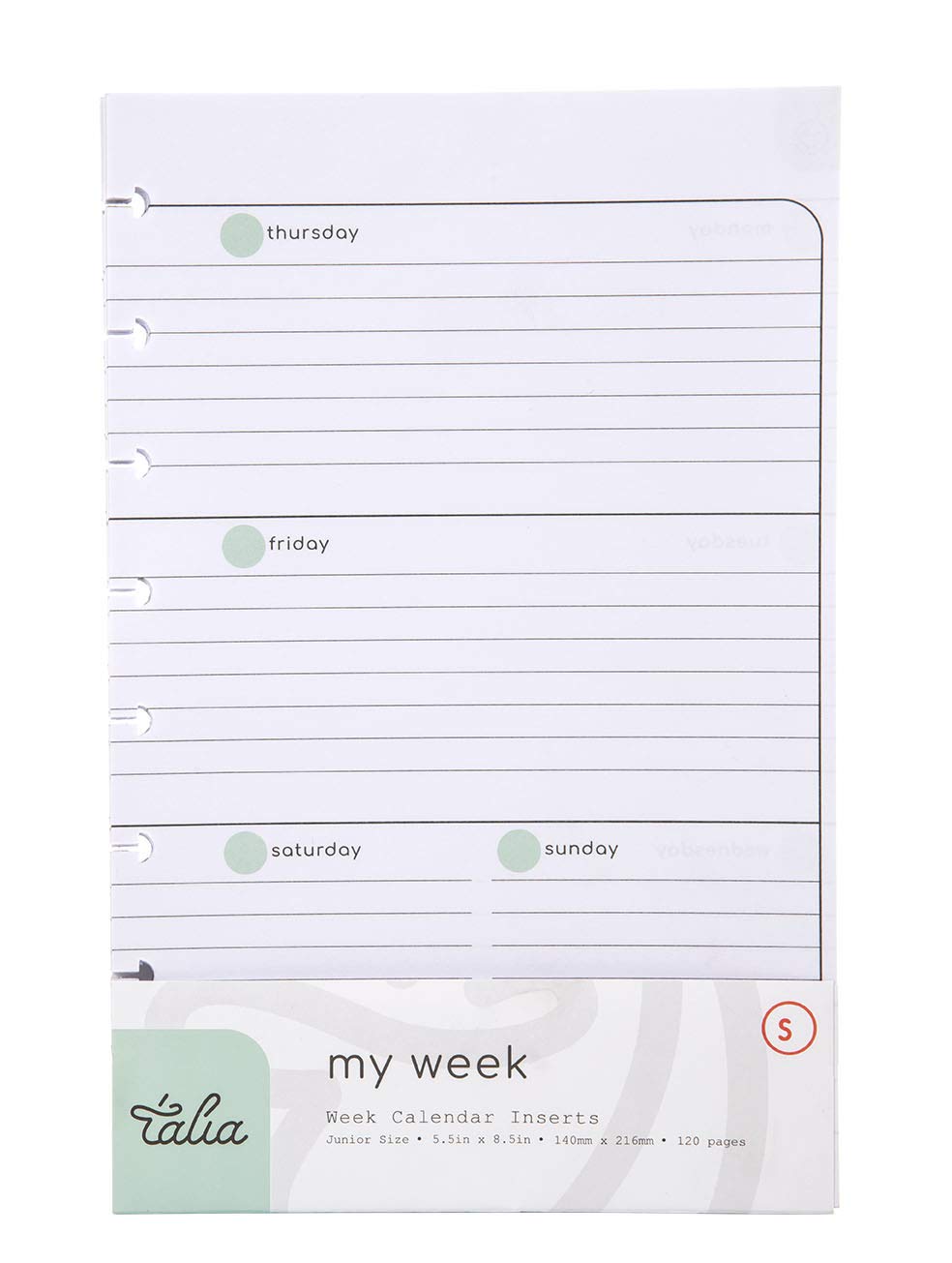 Talia Discbound Notebook Refills (Horizontal Undated Layout, Junior (5.5In X 8.5In))