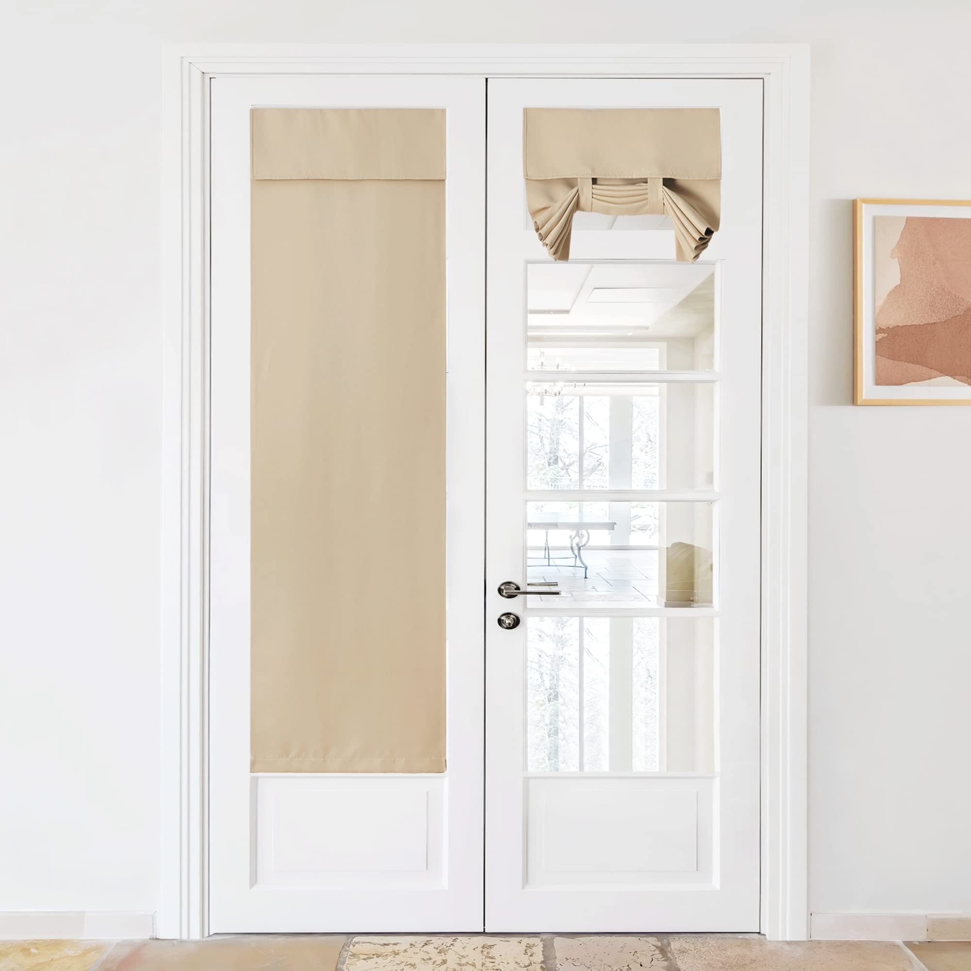Nicetown Door Curtain For Doorways French Door Curtains Tricia Window Door Curtain Thermal Insulated Privacy French Door Sidelight Curtains Tie Up Shades, W26 X L72 Inch, 1 Panel, Biscotti Beige