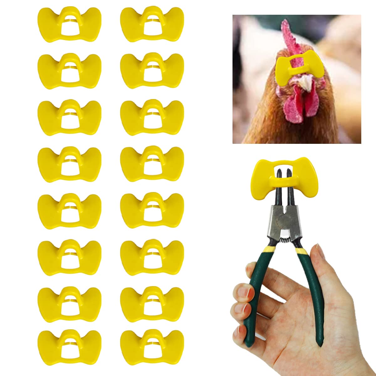 Weilan 20 Pieces Pinless Peepers With Pliers Chicken Peepers Eye Glasses Pheasant Poultry Blinders Spectacles Anti Pecking Plier